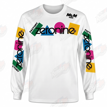 ZeroNine Factory M&M Racing White Retro vintage BMX racing jersey - product view