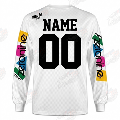 ZeroNine Factory M&M Racing White Retro vintage BMX racing jersey - alternate product view