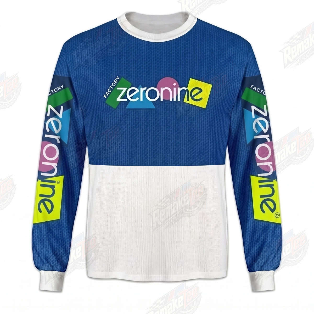 Zeronine Blue White vintage BMX racing jersey - product view