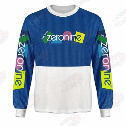 Zeronine Blue White vintage BMX racing jersey - product view