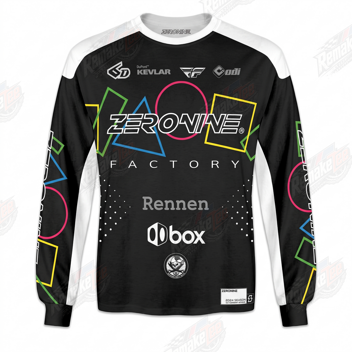 Zeronine Factory Black vintage BMX racing jersey - product view