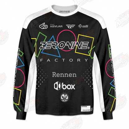 Zeronine Factory Black vintage BMX racing jersey - product view