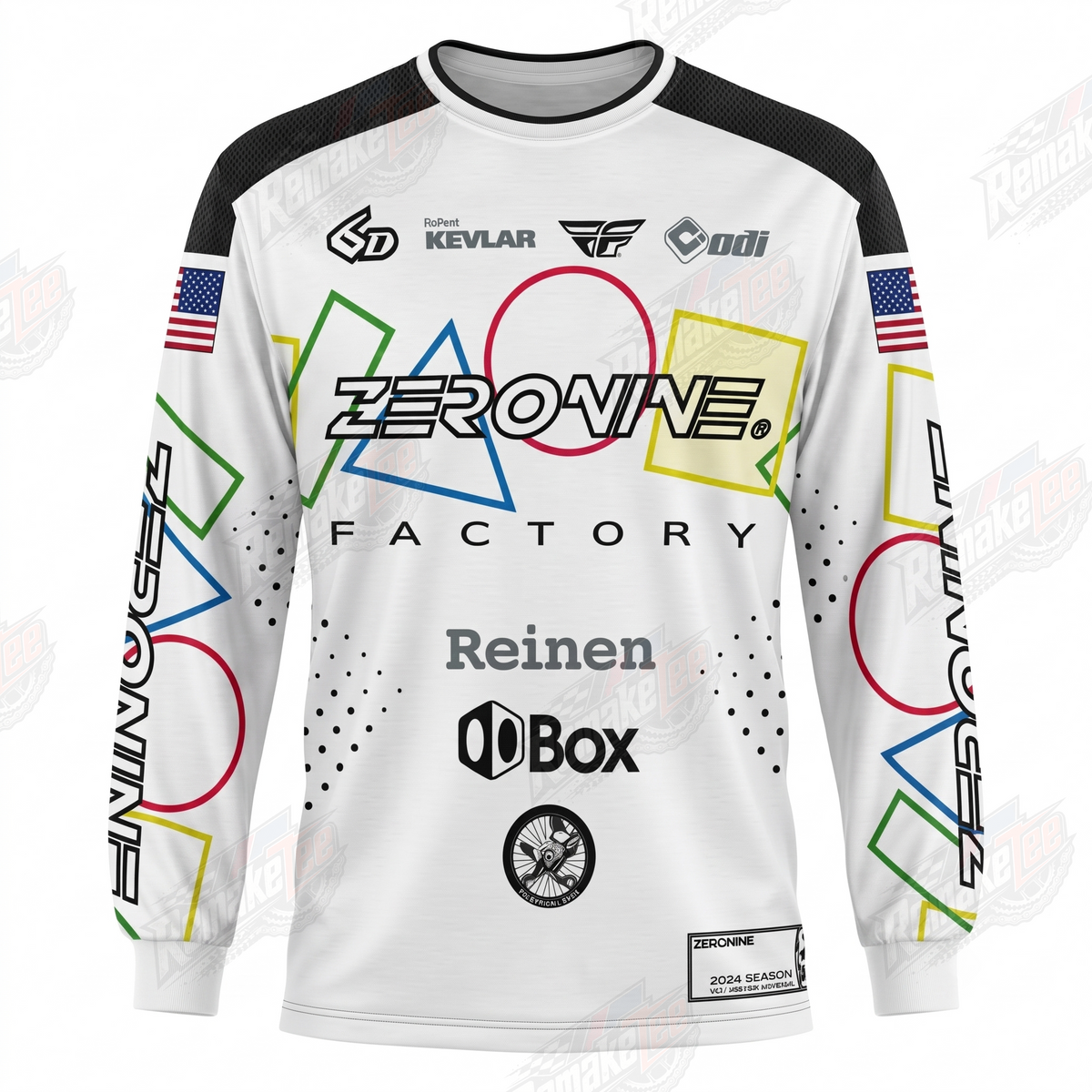 Zeronine Factory White vintage BMX racing jersey - product view