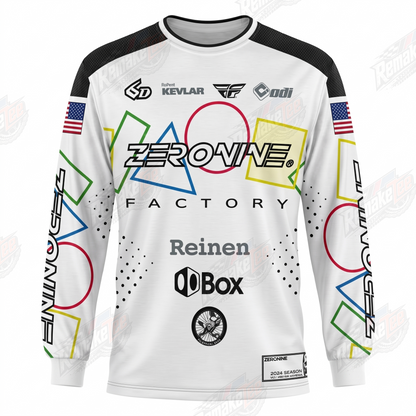 Zeronine Factory White vintage BMX racing jersey - product view