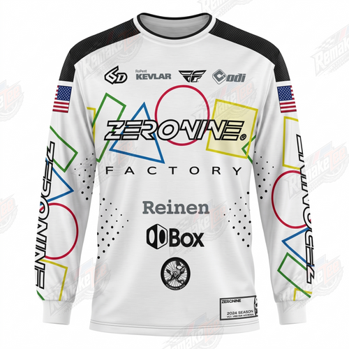 Zeronine Factory White vintage BMX racing jersey - product view