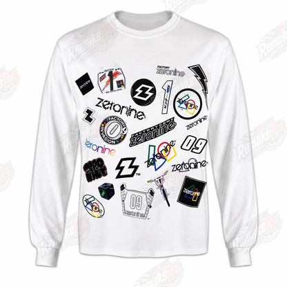 Zeronine Sticker Collage White vintage BMX racing jersey - product view