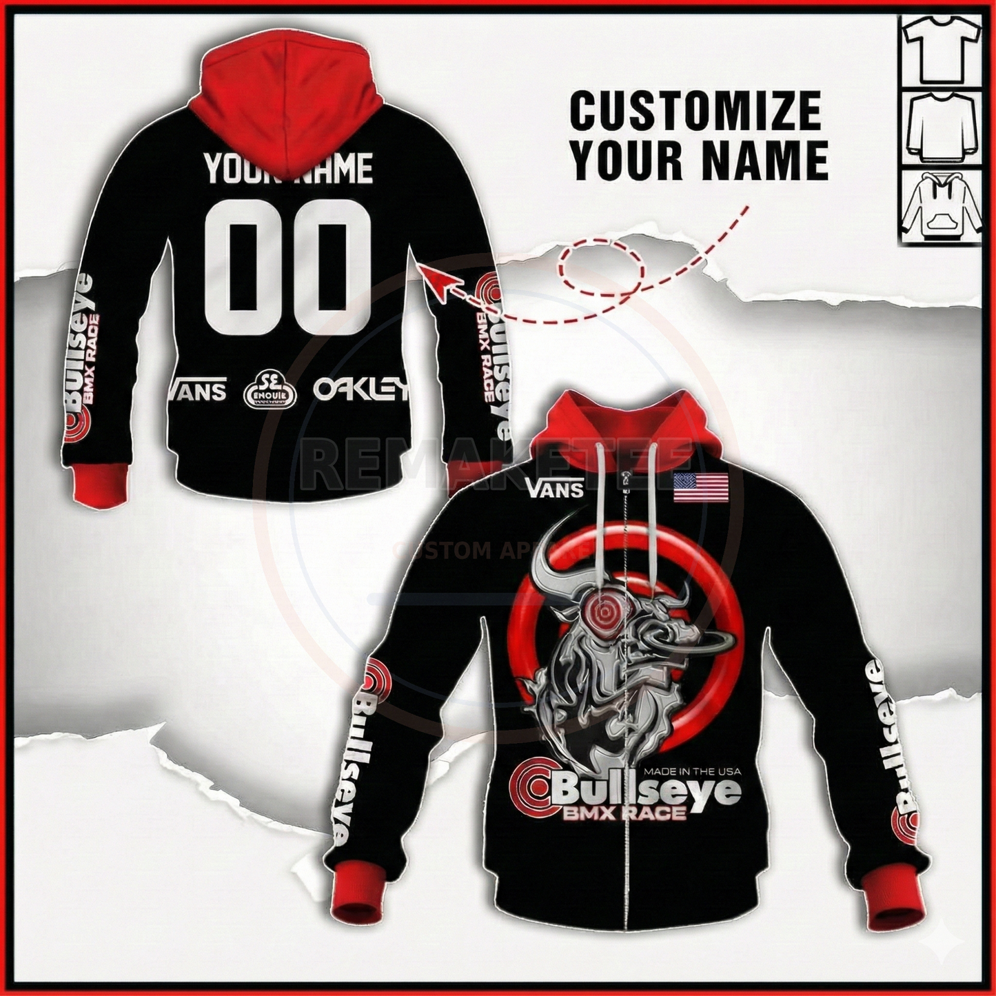 RemakeTee Custom Vintage Retro BMX Racing Jersey 100