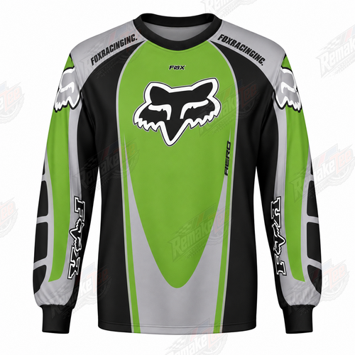Fox Racing Green Silver vintage VMX racing jersey - product view