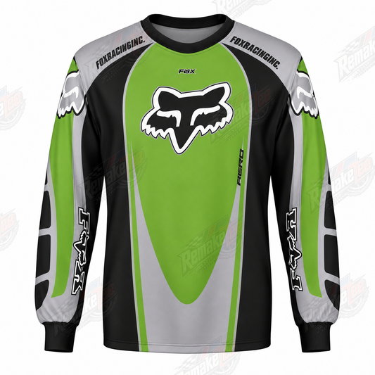 Fox Racing Green Silver vintage VMX racing jersey - product view