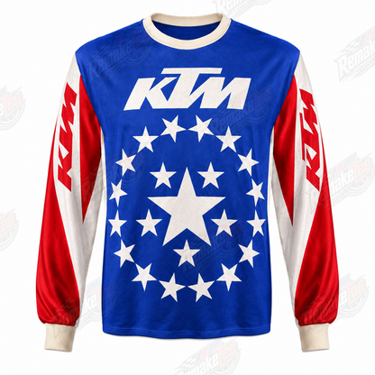 KTM USA Stars Blue Red vintage VMX racing jersey - product view