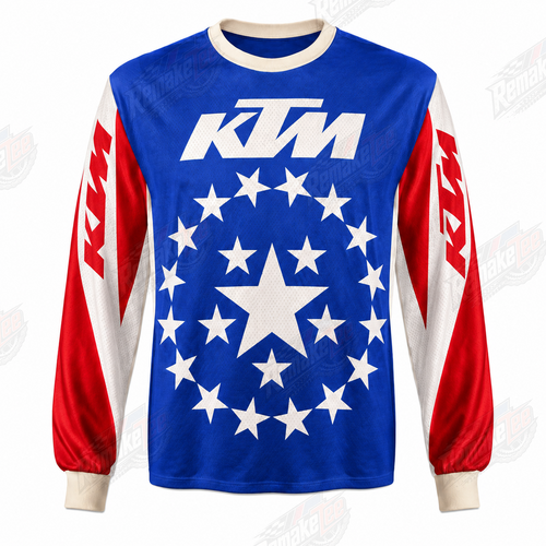 KTM USA Stars Blue Red vintage VMX racing jersey - product view