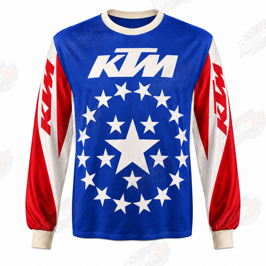 KTM USA Stars Blue Red vintage VMX racing jersey - product view