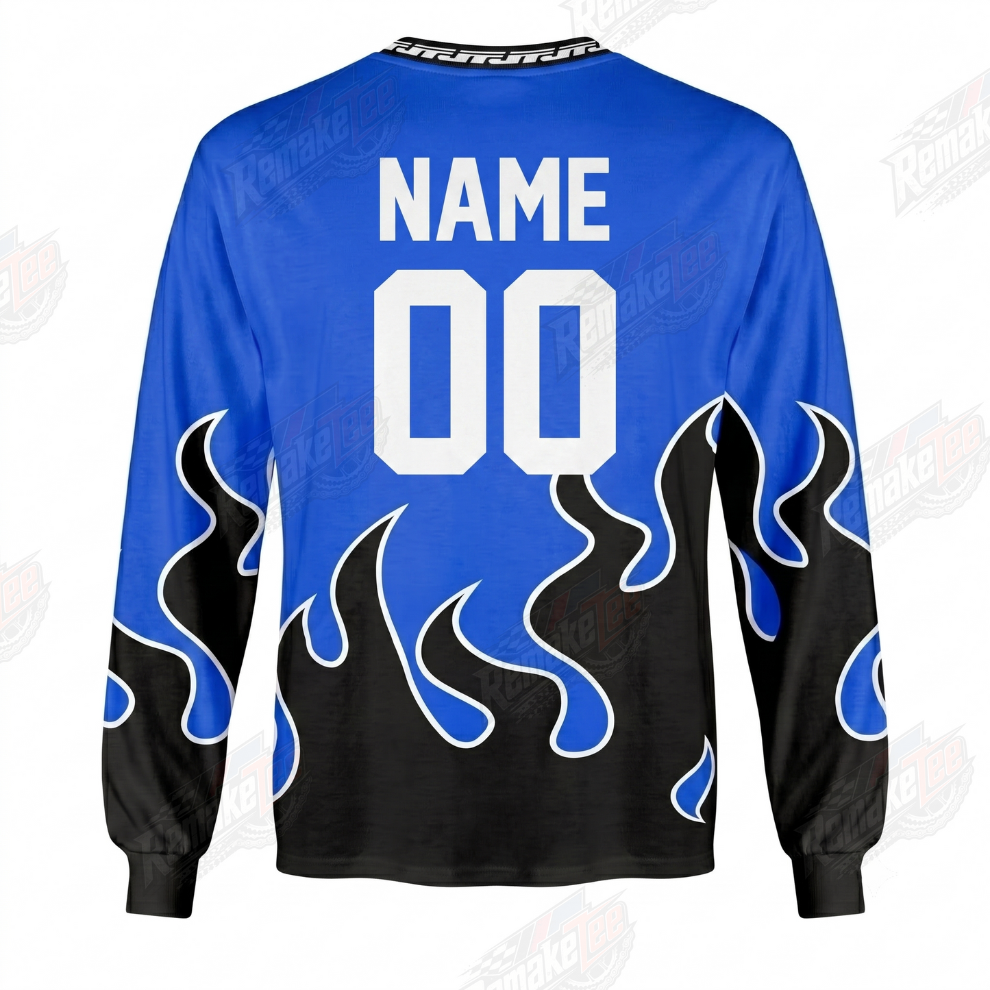 RemakeTee JT Racing Blue Flame Custom Vintage Retro VMX Racing Jersey 1296 - Back