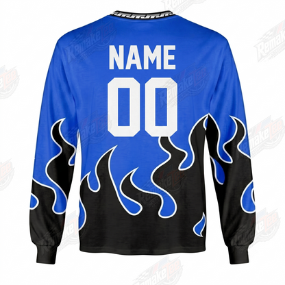 RemakeTee JT Racing Blue Flame Custom Vintage Retro VMX Racing Jersey 1296 - Back