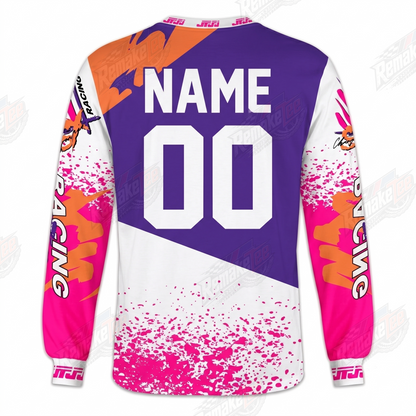 RemakeTee JT Racing Pink Purple Splash Custom Vintage Retro VMX Racing Jersey 1297 - Back