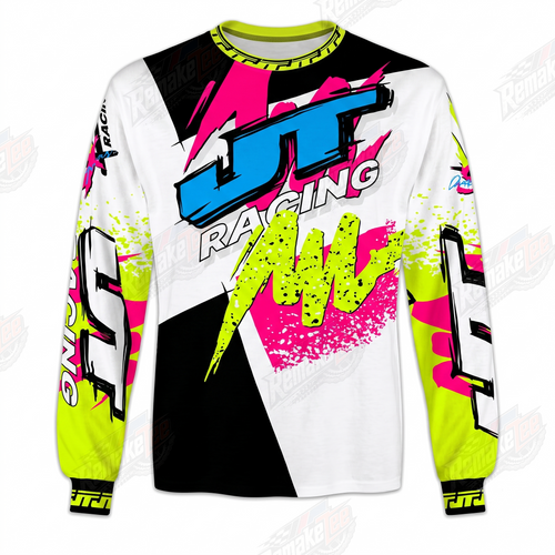 RemakeTee JT Racing Neon Geometric Custom Vintage Retro VMX Racing Jersey 1298 - Front