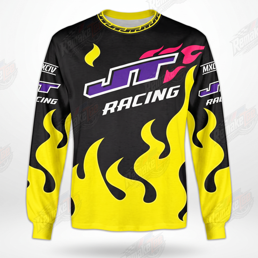 RemakeTee JT Racing Yellow Flame Custom Vintage Retro VMX Racing Jersey 1299 - Front