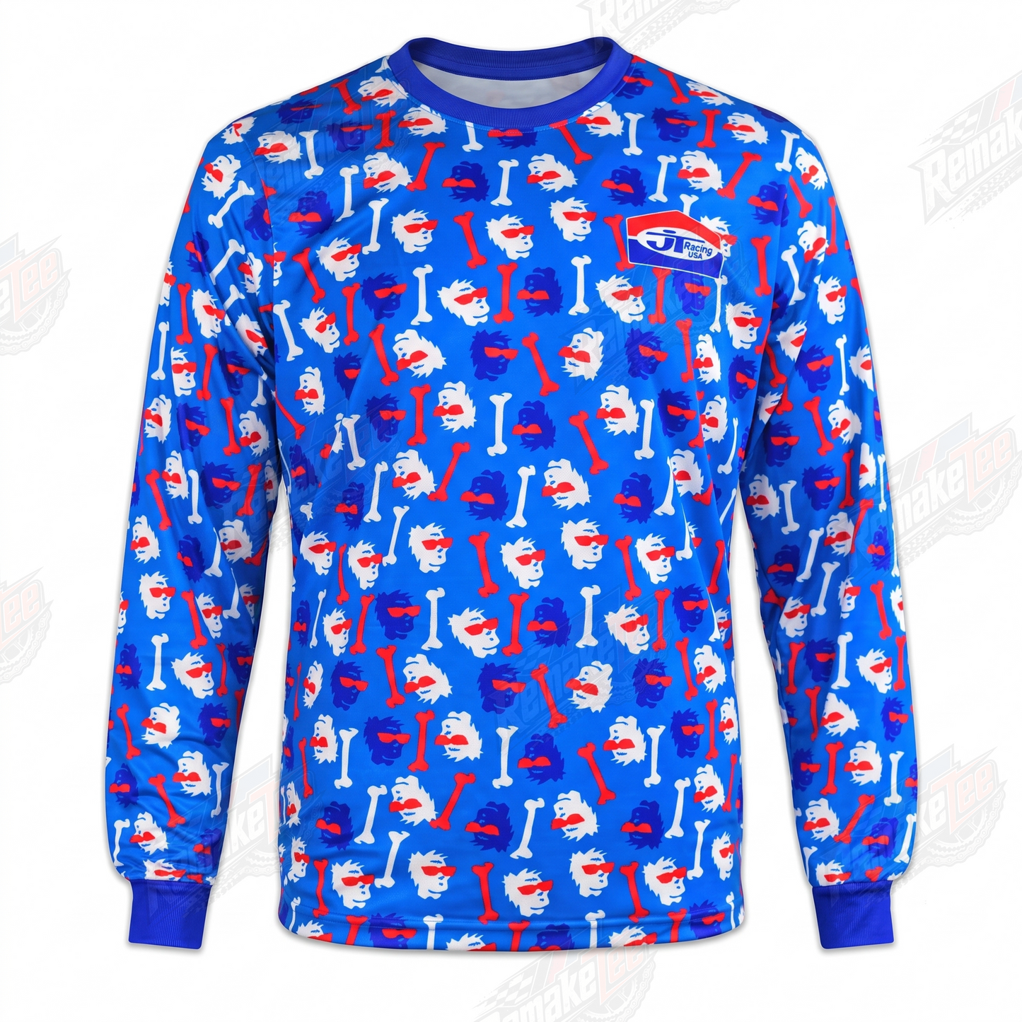 RemakeTee JT Racing USA Caveman Bone Custom Vintage Retro VMX Racing Jersey 1301 - Front