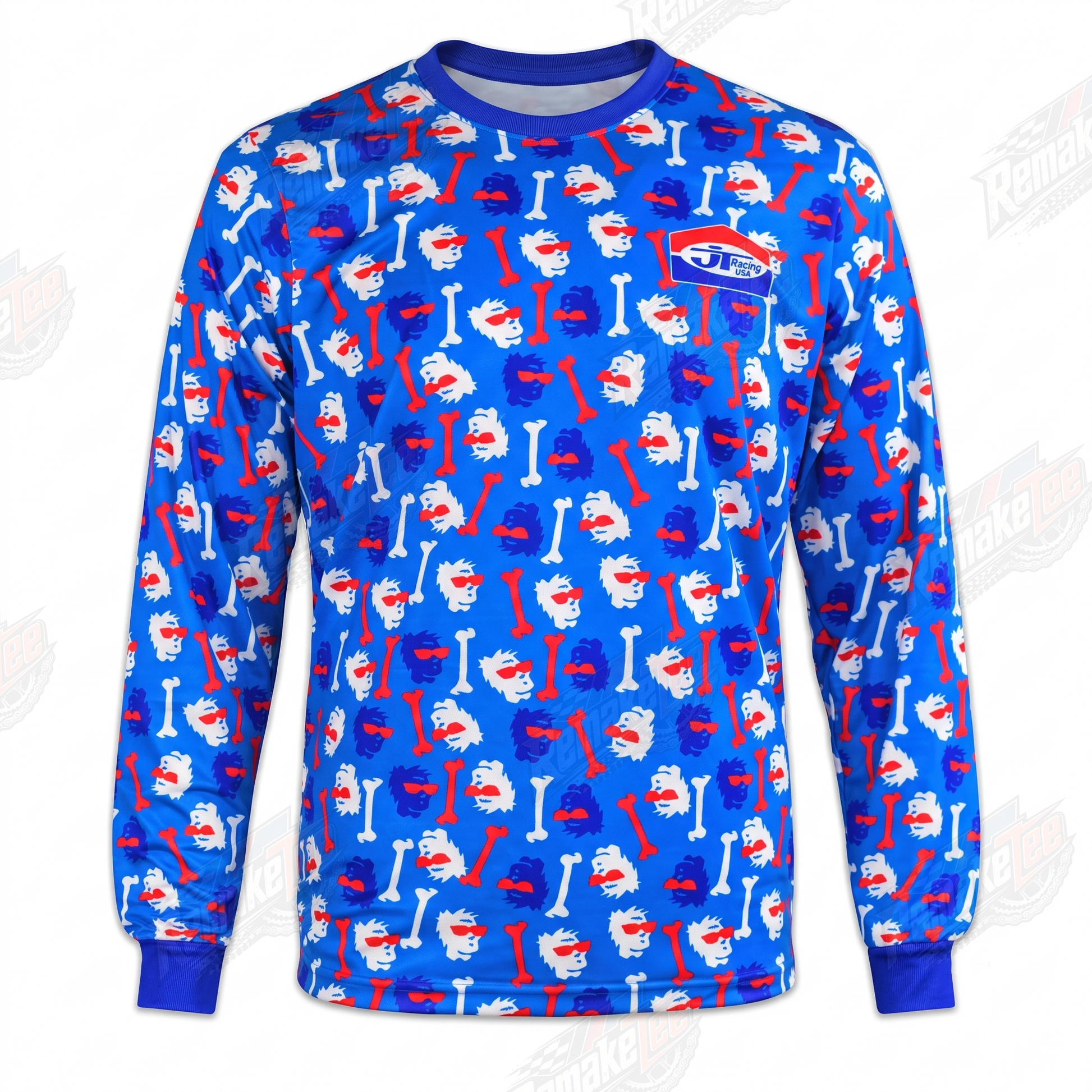 RemakeTee JT Racing USA Caveman Bone Custom Vintage Retro VMX Racing Jersey 1301 - Front