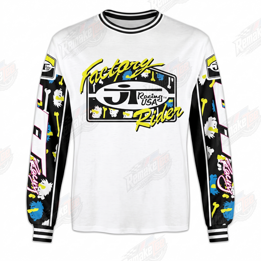 RemakeTee JT Racing White Black Neon Custom Vintage Retro VMX Racing Jersey 1309 - Front