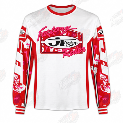 RemakeTee JT Racing White Red Custom Vintage Retro VMX Racing Jersey 1311 - Front