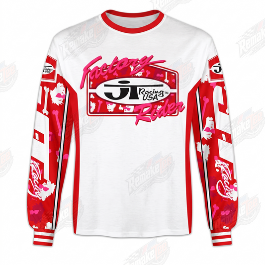 RemakeTee JT Racing White Red Custom Vintage Retro VMX Racing Jersey 1311 - Front