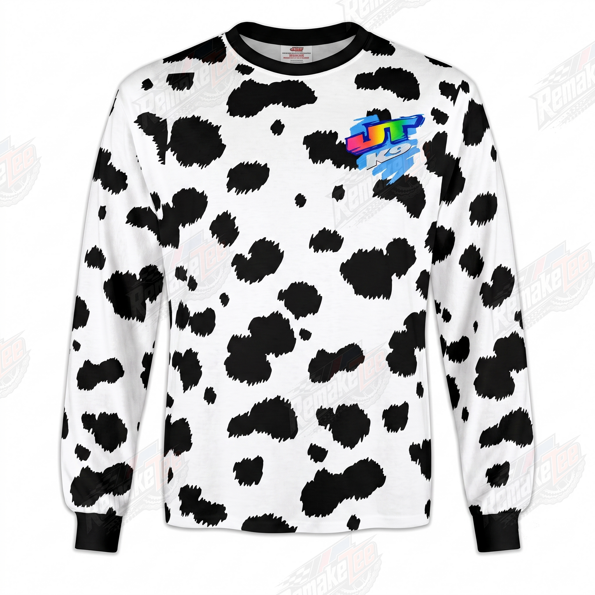 RemakeTee JT Racing Rainbow Cow Print Custom Vintage Retro VMX Racing Jersey 1313 - Front