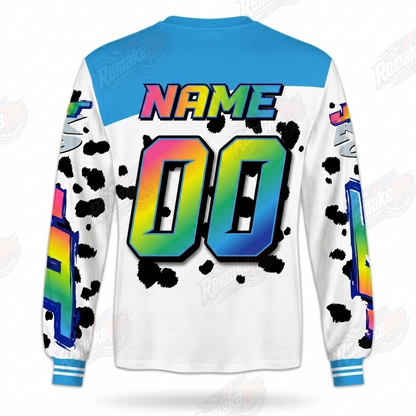 RemakeTee JT Racing Aqua Rainbow Splatter Custom Vintage Retro VMX Racing Jersey 1314 - Back