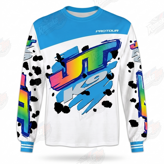 RemakeTee JT Racing Aqua Rainbow Splatter Custom Vintage Retro VMX Racing Jersey 1314 - Front