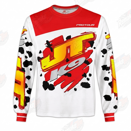 RemakeTee JT Racing Red Yellow Splatter Custom Vintage Retro VMX Racing Jersey 1315 - Front
