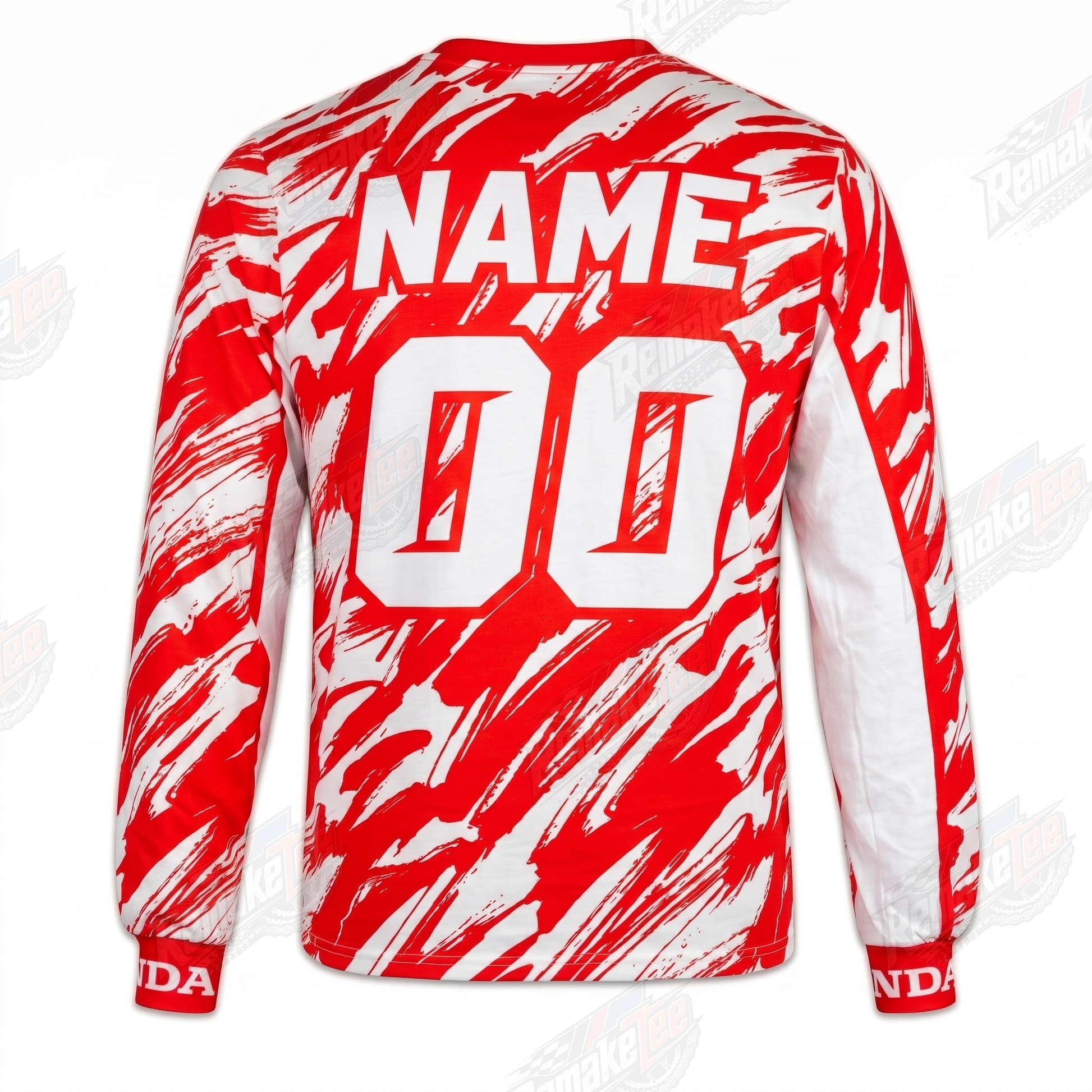 RemakeTee Honda Red Zebra Custom Vintage Retro VMX Racing Jersey 1316 - Back