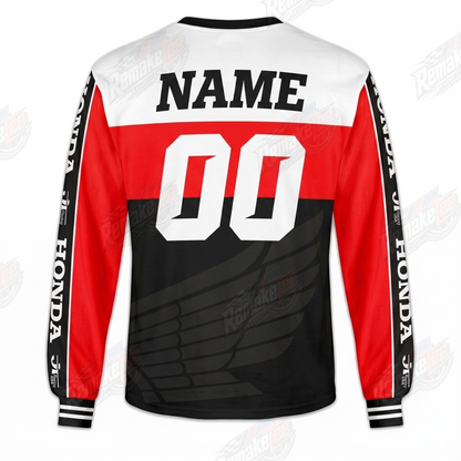 RemakeTee Honda Black Red Panel Custom Vintage Retro VMX Racing Jersey 1317 - Back