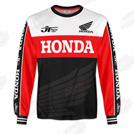 RemakeTee Honda Black Red Panel Custom Vintage Retro VMX Racing Jersey 1317 - Front