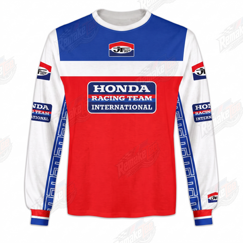 RemakeTee Honda Heritage Red White Blue Custom Vintage Retro VMX Racing Jersey 1318 - Front