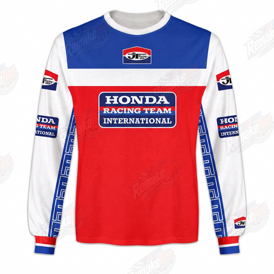 RemakeTee Honda Heritage Red White Blue Custom Vintage Retro VMX Racing Jersey 1318 - Front