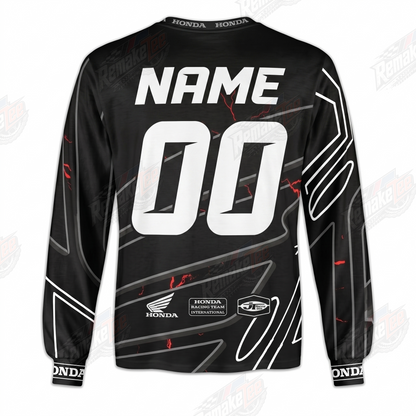 RemakeTee Honda Black Stealth Pinstripe Custom Vintage Retro VMX Racing Jersey 1319 - Back