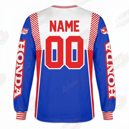RemakeTee Honda Red White Blue Racing Custom Vintage Retro VMX Racing Jersey 1321 - Back