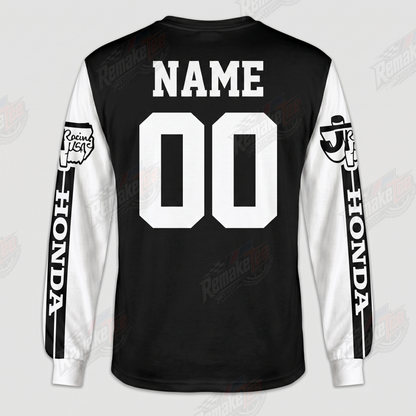 RemakeTee Honda Black White H Logo Custom Vintage Retro VMX Racing Jersey 1322 - Back