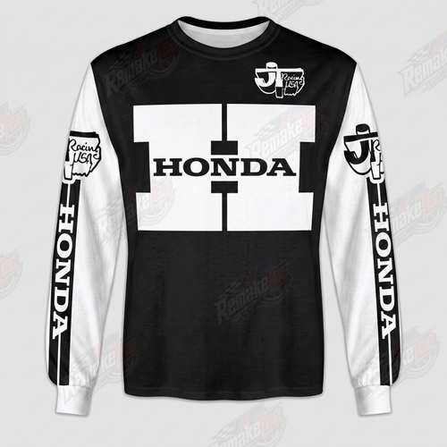 RemakeTee Honda Black White H Logo Custom Vintage Retro VMX Racing Jersey 1322 - Front
