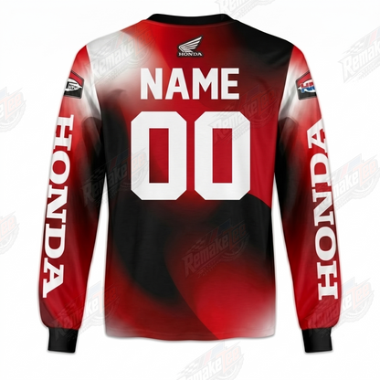 RemakeTee Honda Red Black Gradient Custom Vintage Retro VMX Racing Jersey 1324 - Back