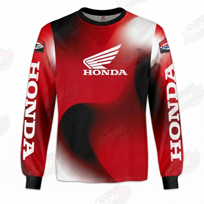 RemakeTee Honda Red Black Gradient Custom Vintage Retro VMX Racing Jersey 1324 - Front