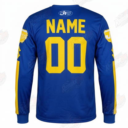 RemakeTee Suzuki Blue Yellow Custom Vintage Retro VMX Racing Jersey 1325 - Back