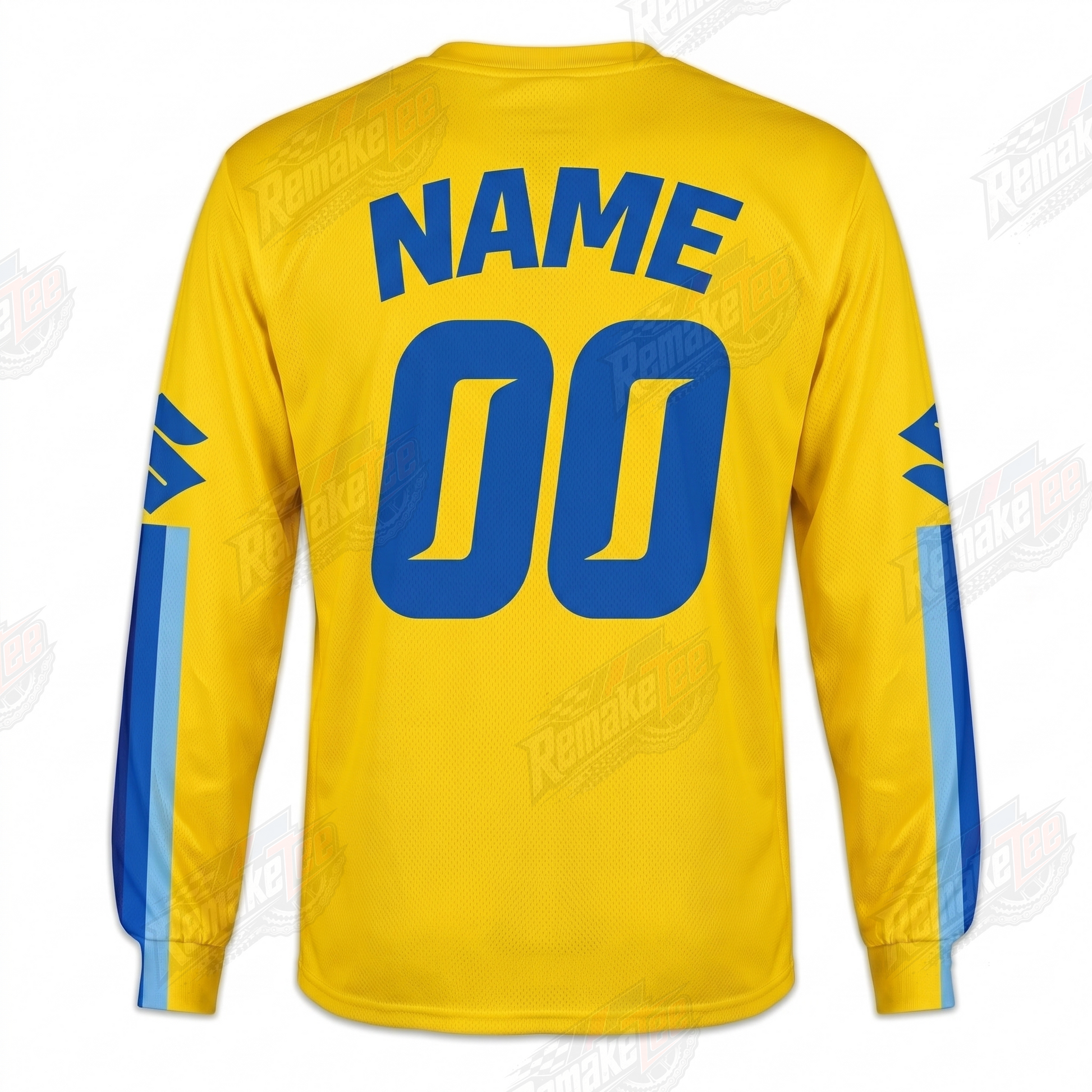 RemakeTee Suzuki Yellow Blue Custom Vintage Retro VMX Racing Jersey 1326 - Back
