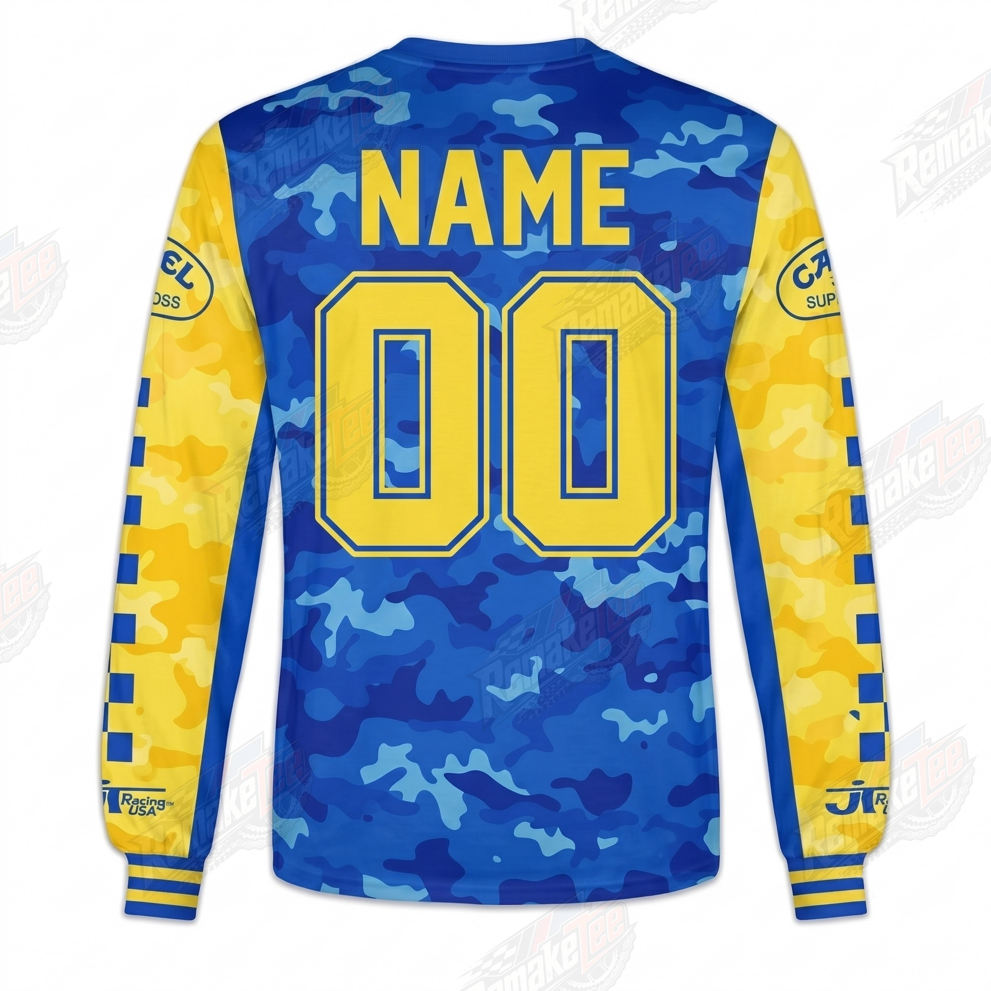 RemakeTee Camel Blue Camo Custom Vintage Retro VMX Racing Jersey 1327 - Back