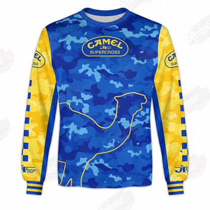 RemakeTee Camel Blue Camo Custom Vintage Retro VMX Racing Jersey 1327 - Front