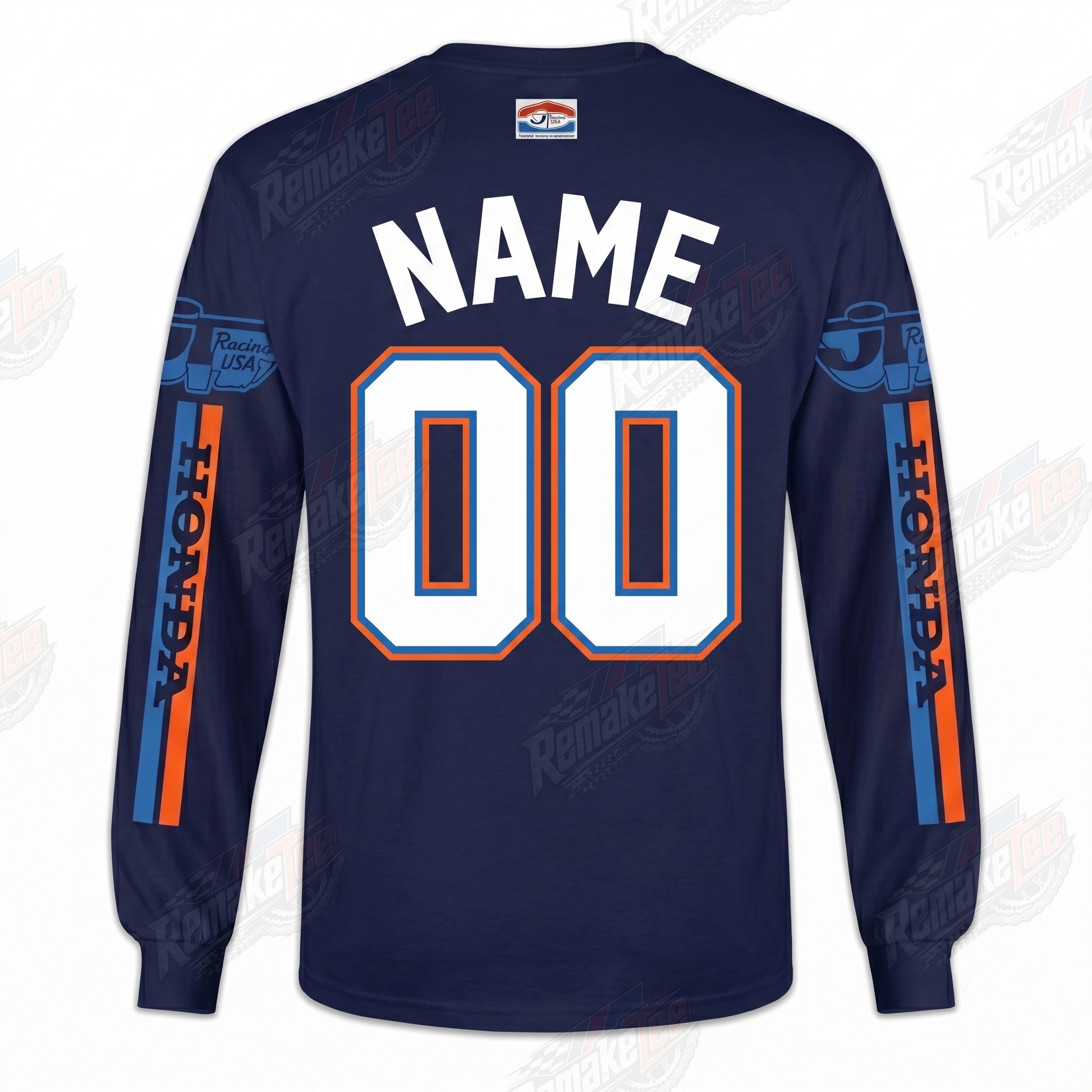 RemakeTee Honda HRC USA Navy Custom Vintage Retro VMX Racing Jersey 1330 - Back