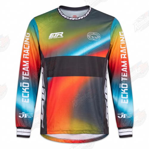 RemakeTee Echo Team Racing Rainbow Gradient Custom Vintage Retro VMX Racing Jersey 1332 - Front
