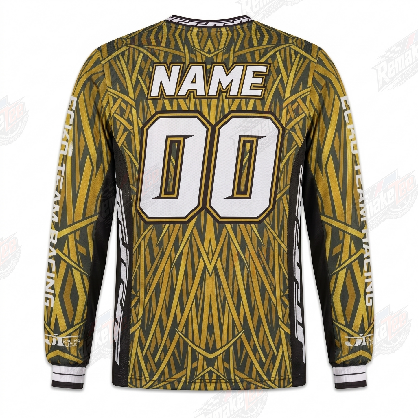 RemakeTee Echo Team Racing Gold Geometric Custom Vintage Retro VMX Racing Jersey 1333 - Back