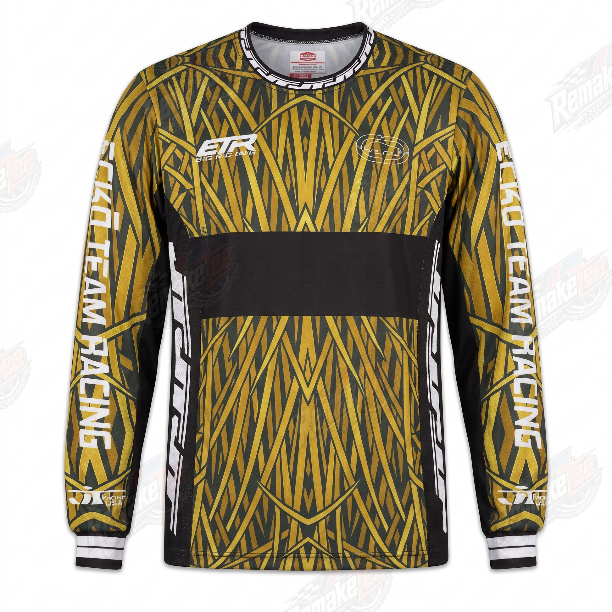 RemakeTee Echo Team Racing Gold Geometric Custom Vintage Retro VMX Racing Jersey 1333 - Front