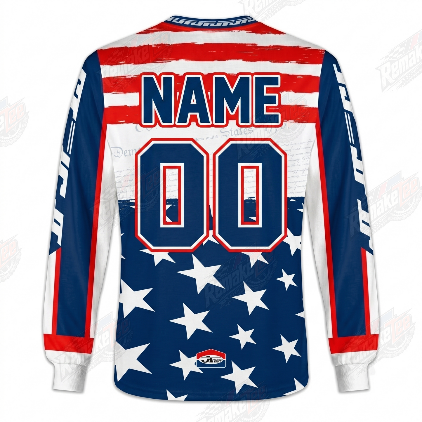 RemakeTee USA Stars and Stripes Custom Vintage Retro VMX Racing Jersey 1334 - Back